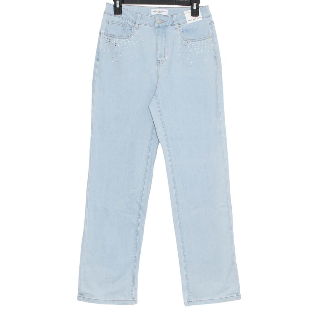 NWT Marc New York Jeans Wide Leg High Rise Y2K Embellished Bling Retro Blue 6